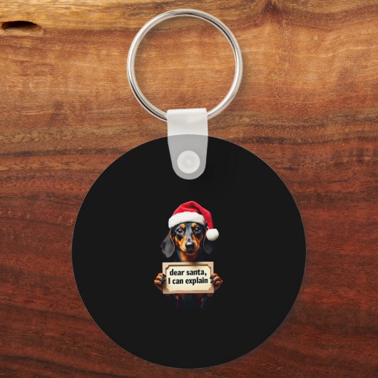 Funny Dachshund Christmas Dear Santa I Can Explain Sleutelhanger (Voorkant)