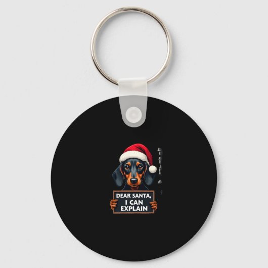 Funny Dachshund Christmas Dear Santa I Can Explain Sleutelhanger (Voorkant)