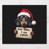 Funny Dachshund Christmas Dear Santa I Can Explain Sparkling Wijnetiket (Enkel label)