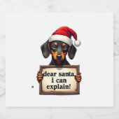 Funny Dachshund Christmas Dear Santa I Can Explain Sparkling Wijnetiket (Enkel label)