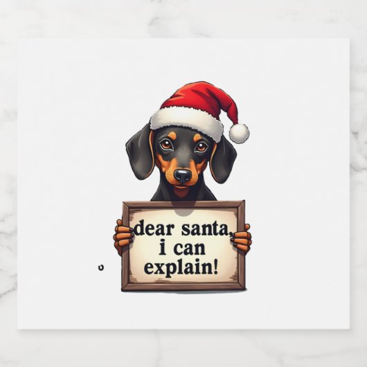 Funny Dachshund Christmas Dear Santa I Can Explain Sparkling Wijnetiket (Enkel label)