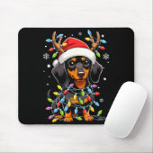 Funny Dachshund Christmas Lights Santa Hat Xmas  Muismat (Met muis)