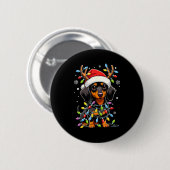 Funny Dachshund Christmas Lights Santa Hat Xmas  Ronde Button 5,7 Cm (Voorkant /achterkant)