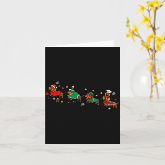 Funny Dachshund Christmas Parade  Kaart (Gele Bloem)