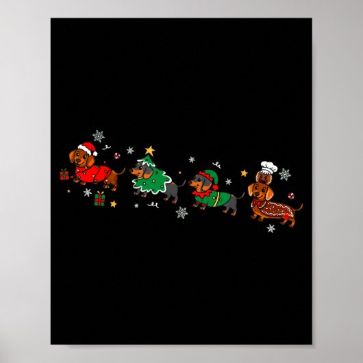 Funny Dachshund Christmas Parade  Poster (Voorkant)