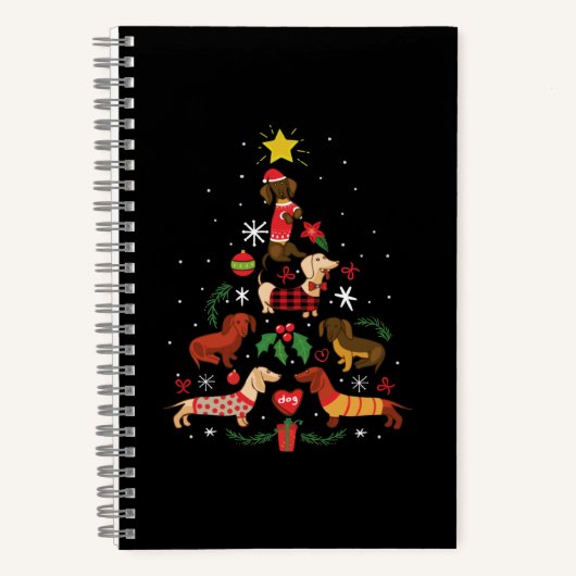 Funny Dachshund Christmas Tree Notitieboek (Voorkant)
