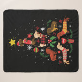 Funny Dachshund Christmas Tree Sherpa Deken (Voorkant (horizontaal))
