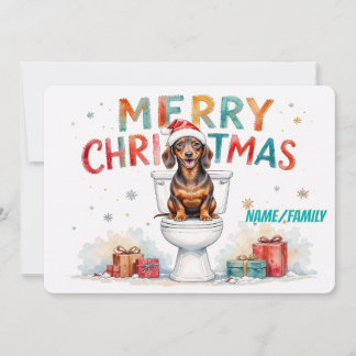 Funny Dachshund Christmas – Watercolor Dog Feestdagenkaart