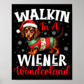 Funny Dachshund Cute Christmas Dog Lover Walking I Poster (Voorkant)