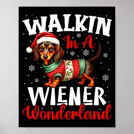 Funny Dachshund Cute Christmas Dog Lover Walking I Poster (Voorkant)