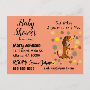 Funny Dachshund Dog Baby shower Uitnodiging Briefkaart