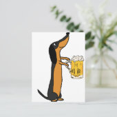 Funny Dachshund Dog Drink de Cartoon van Beer Briefkaart (Staand voorkant)