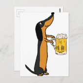 Funny Dachshund Dog Drink de Cartoon van Beer Briefkaart (Voorkant / Achterkant)