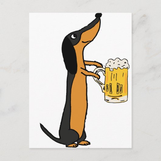Funny Dachshund Dog Drink de Cartoon van Beer Briefkaart (Voorkant)