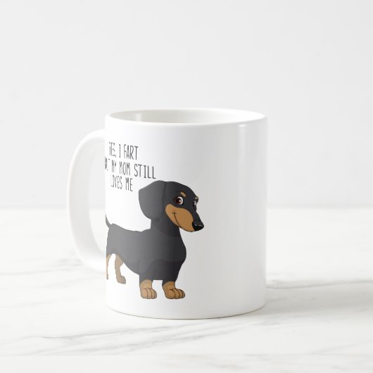 Funny Dachshund Dog Fart Koffiemok (Voorkant links)
