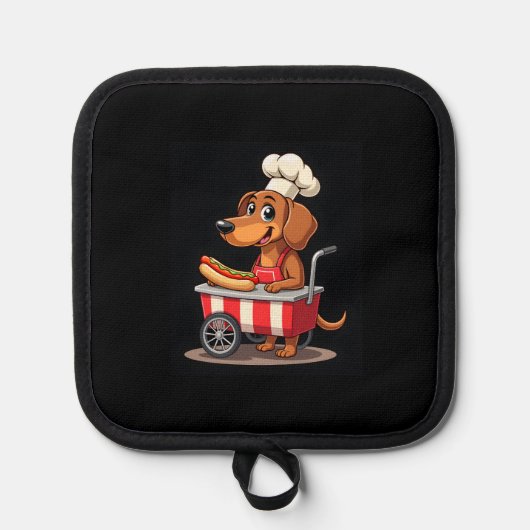 Funny Dachshund Dog Hotdog Sandwich Weenie Sausage Pannenlap (Voorkant)