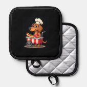 Funny Dachshund Dog Hotdog Sandwich Weenie Sausage Pannenlap (Voorkant / Achterkant)