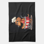 Funny Dachshund Dog Hotdog Sandwich Weenie Sausage Theedoek (Verticaal)