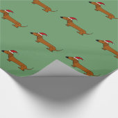 Funny Dachshund Dog in Santa Hat-kerstomslag Cadeaupapier (Hoek)