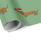 Funny Dachshund Dog in Santa Hat-kerstomslag Cadeaupapier (Rol Hoek)