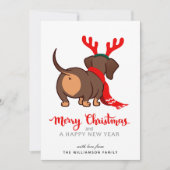 Funny Dachshund Dog Merry-kerstkaart Feestdagenkaart (Voorkant)