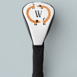 Funny Dachshund Dog Monogram Golfheadcover<br><div class="desc">Leuke teckel,  worstenhonden of worstenhonden in eeuwigdurende beweging. Aanpassen door het initiaal te wijzigen of te verwijderen. Originele kunst van Nic Squirrell.</div>