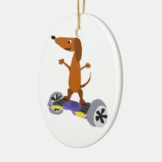 Funny Dachshund Dog op Hoverboard Keramisch Ornament (Links)