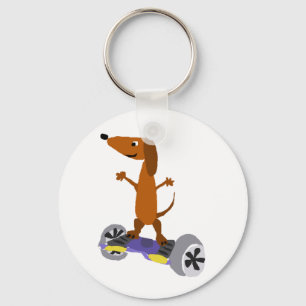 Funny Dachshund Dog op Hoverboard Sleutelhanger