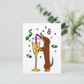 Funny Dachshund Dog Party Cartoon Briefkaart (Staand voorkant)