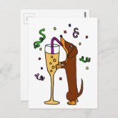 Funny Dachshund Dog Party Cartoon Briefkaart (Voorkant / Achterkant)