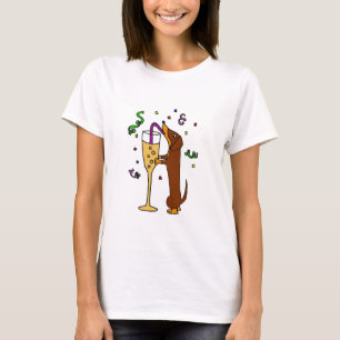 Funny Dachshund Dog Party Cartoon T-shirt