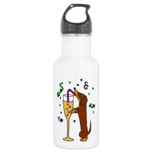 Funny Dachshund Dog Party Cartoon Waterfles