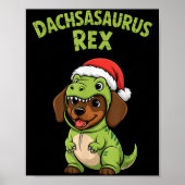 Funny Dachshund Dog T-rex Costume Christmas Kids B Poster (Voorkant)