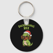 Funny Dachshund Dog T-rex Costume Christmas Kids B Sleutelhanger (Voorkant)