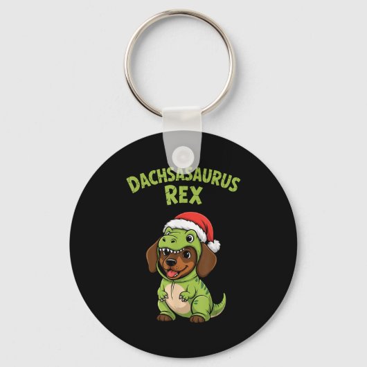 Funny Dachshund Dog T-rex Costume Christmas Kids B Sleutelhanger (Voorkant)
