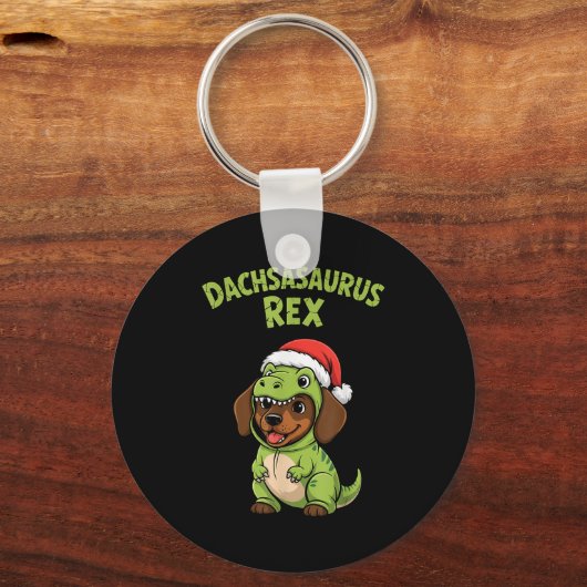 Funny Dachshund Dog T-rex Costume Christmas Kids B Sleutelhanger (Voorkant)