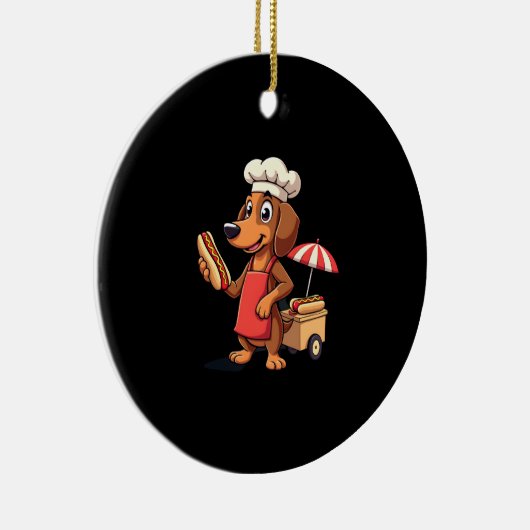 Funny Dachshund Dog Weenie Sausage Hotdog Sandwich Keramisch Ornament (Rechts)
