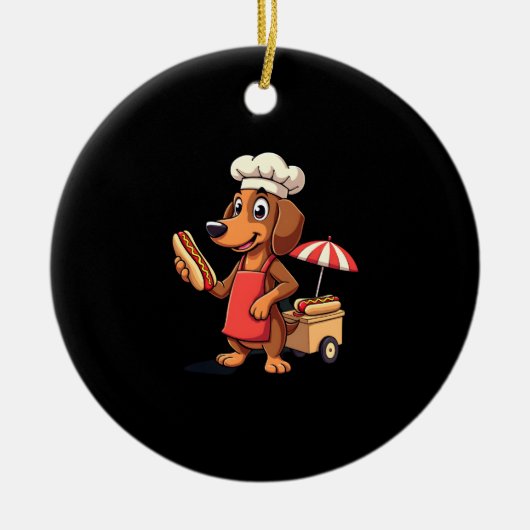 Funny Dachshund Dog Weenie Sausage Hotdog Sandwich Keramisch Ornament (Voorkant)