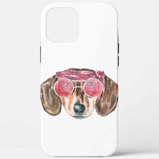 Funny Dachshund Face Hippie Dog Case-Mate iPhone Case (Achterkant)