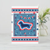 Funny Dachshund Fireworks 4th of Juli BBQ Party Kaart (Staand voorkant)