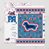 Funny Dachshund Fireworks 4th of Juli BBQ Party Kaart (Voorkant / Achterkant)