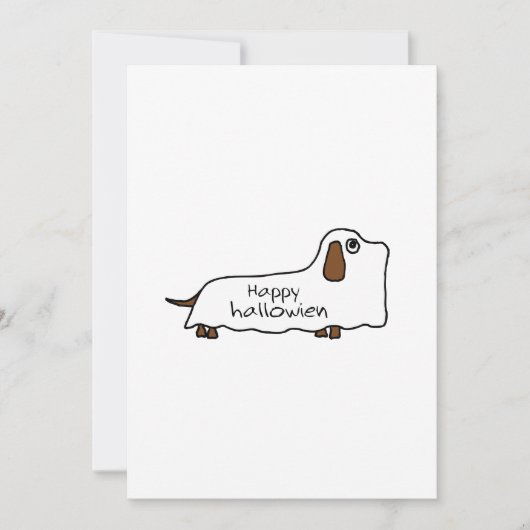 Funny dachshund geest halloween tekening kaart (Voorkant)