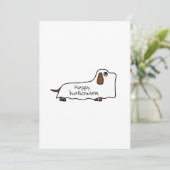 Funny dachshund geest halloween tekening kaart (Staand voorkant)