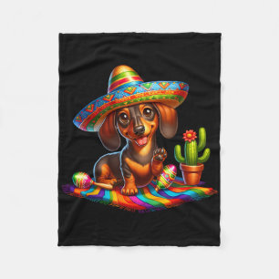 Funny Dachshund Gezegde Hi Cinco De Mayo Sombrero Fleece Deken