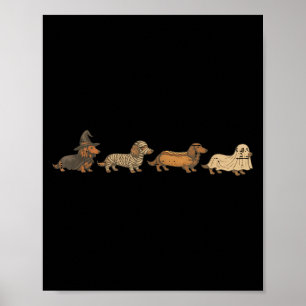  Funny Dachshund Ghost Halloween Kostuum Do Poster