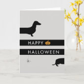 Funny Dachshund Halloween Kaart (Gele Bloem)