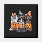Funny Dachshund Halloween Pumpkin Weenie Dog Skele Magneet (Voorkant)