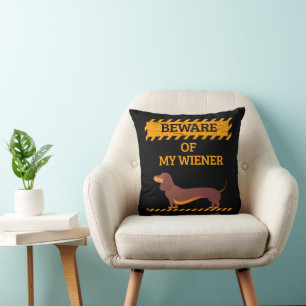 Funny Dachshund Hondenliefhebber Let op mijn Wiene Kussen