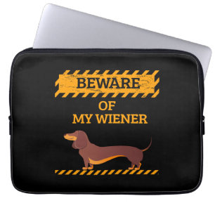 Funny Dachshund Hondenliefhebber Let op mijn Wiene Laptop Sleeve