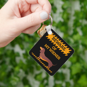 Funny Dachshund Hondenliefhebber Let op mijn Wiene Sleutelhanger